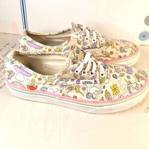 Vans Off the Wall Fairy Tale Lace up Pink Purple Canvas Girls Sz 4